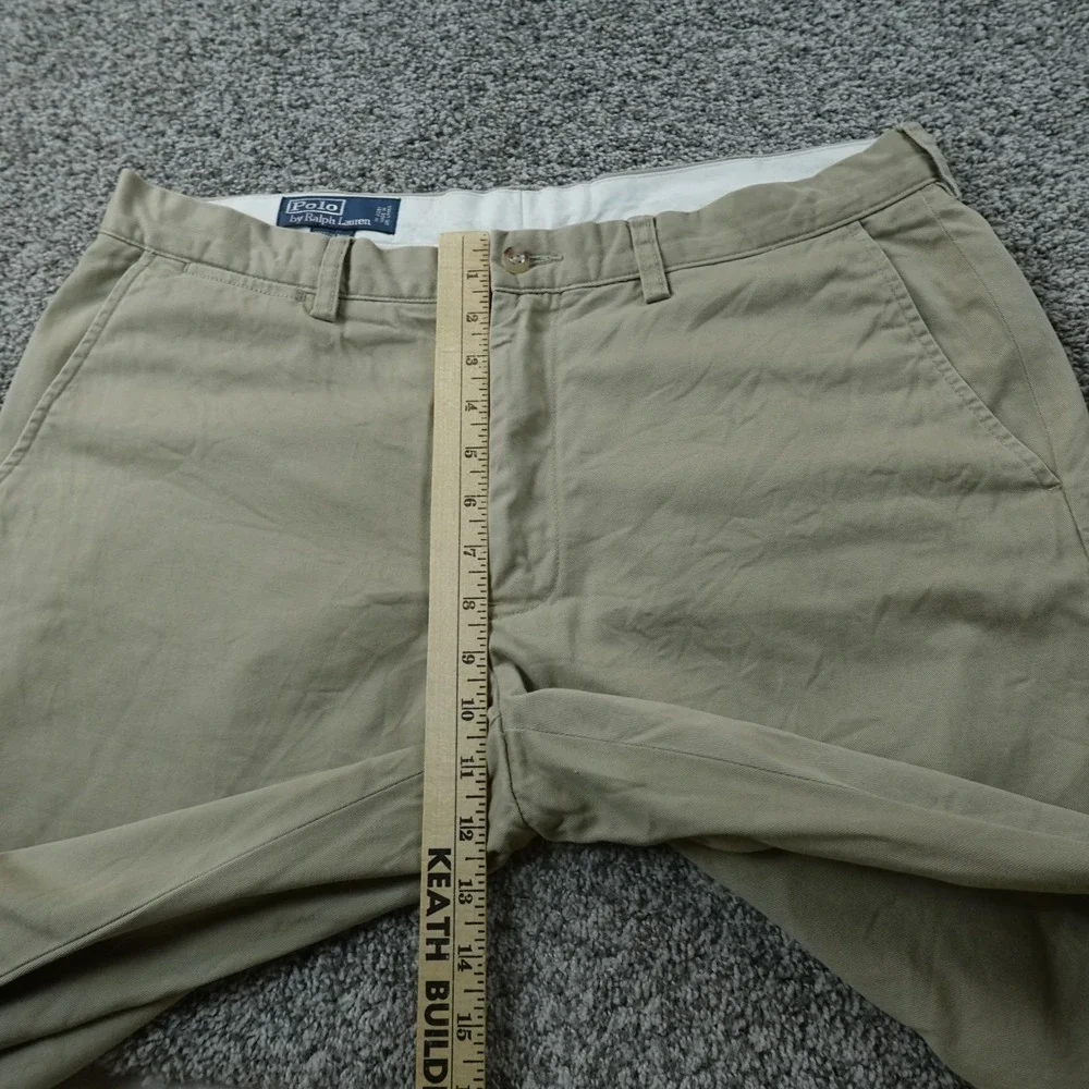 VTG Polo Ralph Lauren Pants Mens 35X30 Beige Brown Preston Chino Trouser Pony